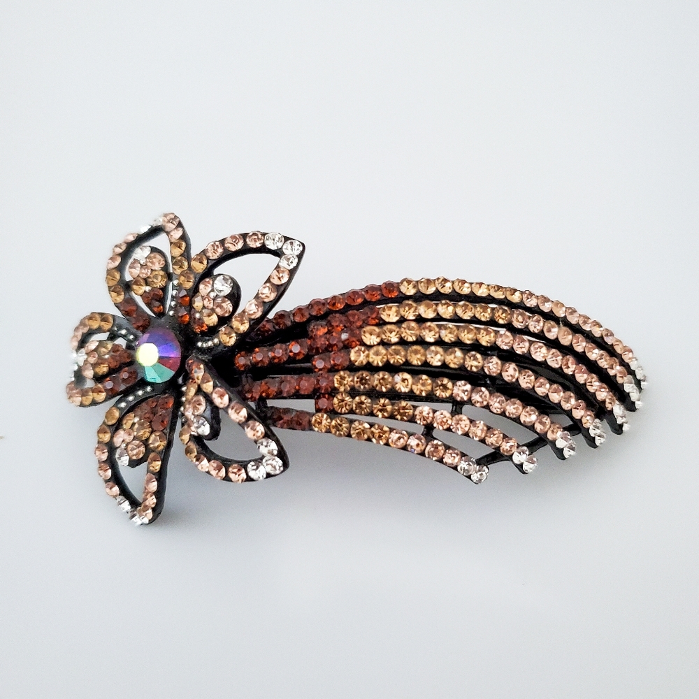 BRAND NEW Flower Rhinestone Statement Hair Clip
